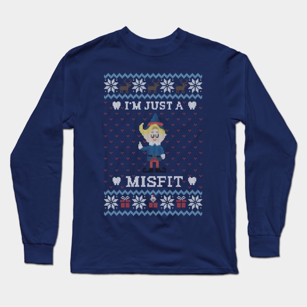 Just a Misfit Ugly Sweater Long Sleeve T-Shirt by Zachterrelldraws